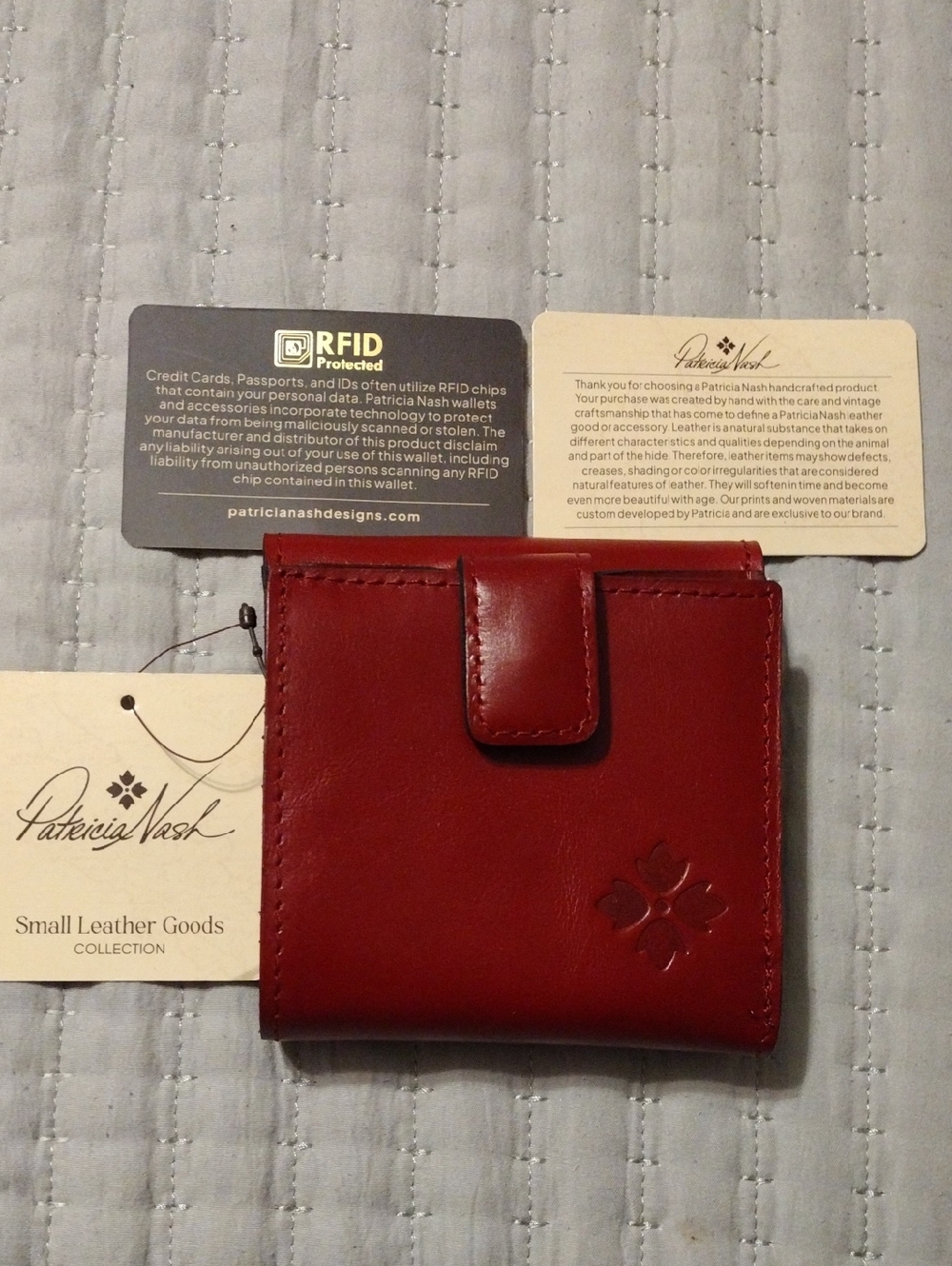Patricia Nash Red Leather Compact Card & Key Holder